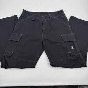 Mascot Pro Mens Black Cargo Work Pants Contrast Stitch Utility Trousers Size 34